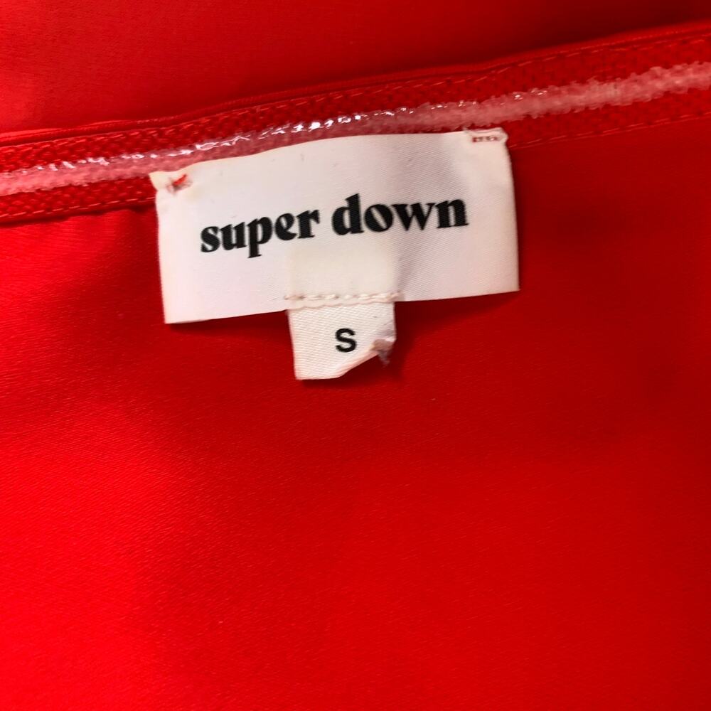 Superdown Revolve Red One Shoulder Rhinestone Str… - image 6